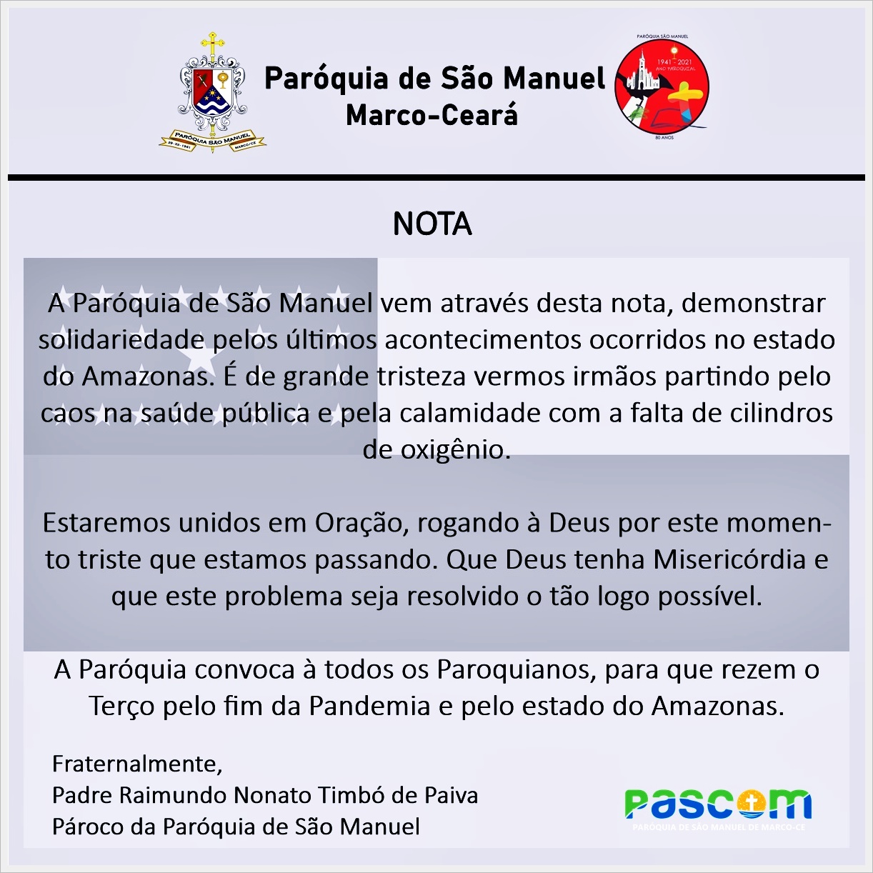 Paróquia de São Manuel - Pastoral da Comunicação (Pascom)