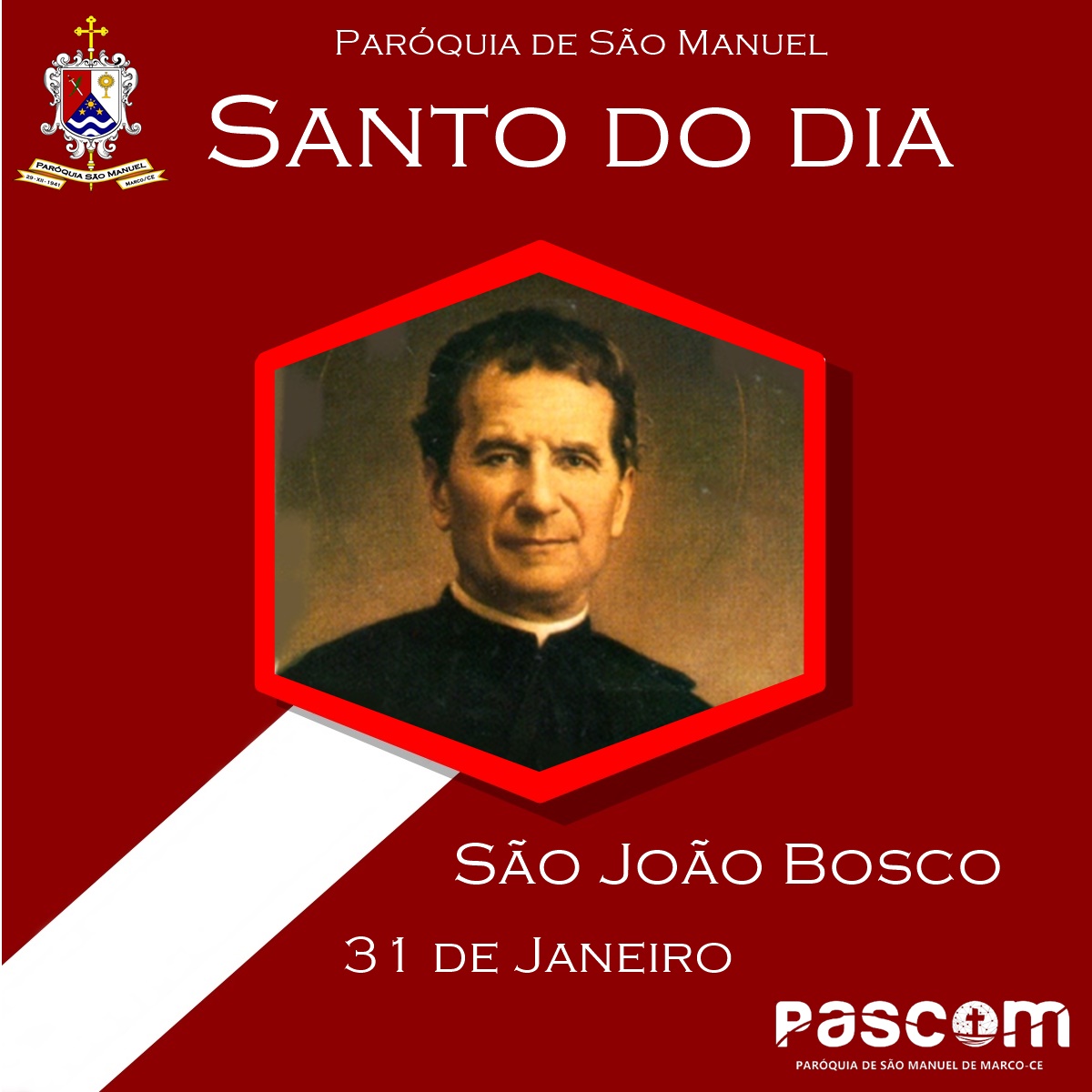 São João Bosco. Imagem: Paróquia de São Manuel