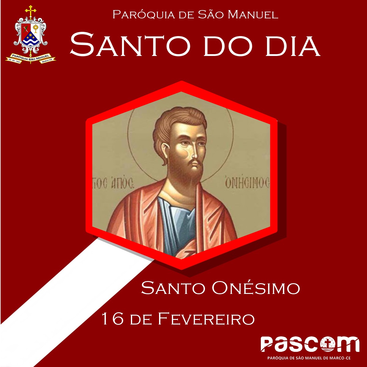 Santo Onésimo. Créditos: Paróquia de São Manuel