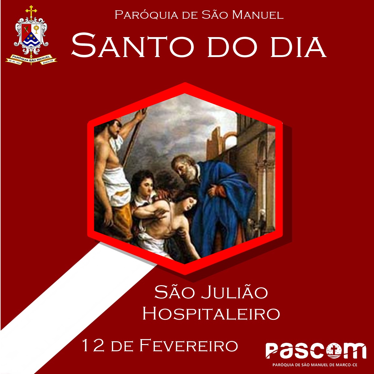 Imagem: São Julião Hospitaleiro. Créditos: Paróquia de São Manuel