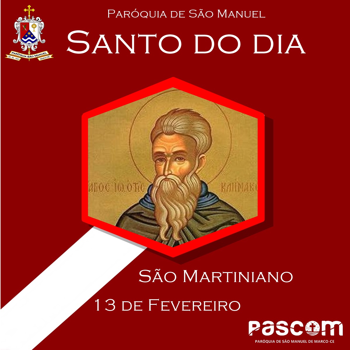 São Martiniano. Créditos: Paróquia de São Manuel