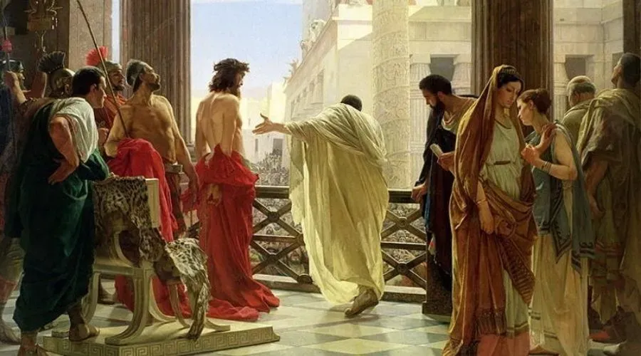 Jesus diante de Pilatos no "Ecce Homo", de Antonio Ciseri / Domínio Público