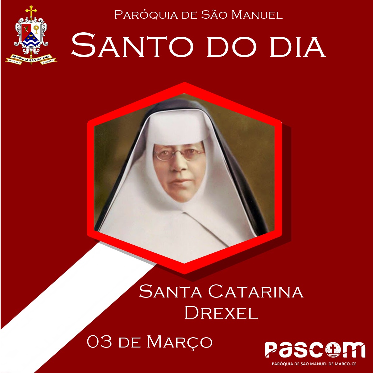 Santa Catarina Drexel. Créditos: Paróquia de São Manuel