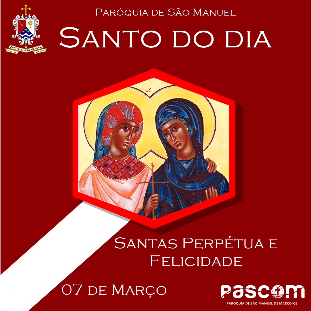 Santas Perpétua e Felicidade. Créditos: Paróquia de São Manuel