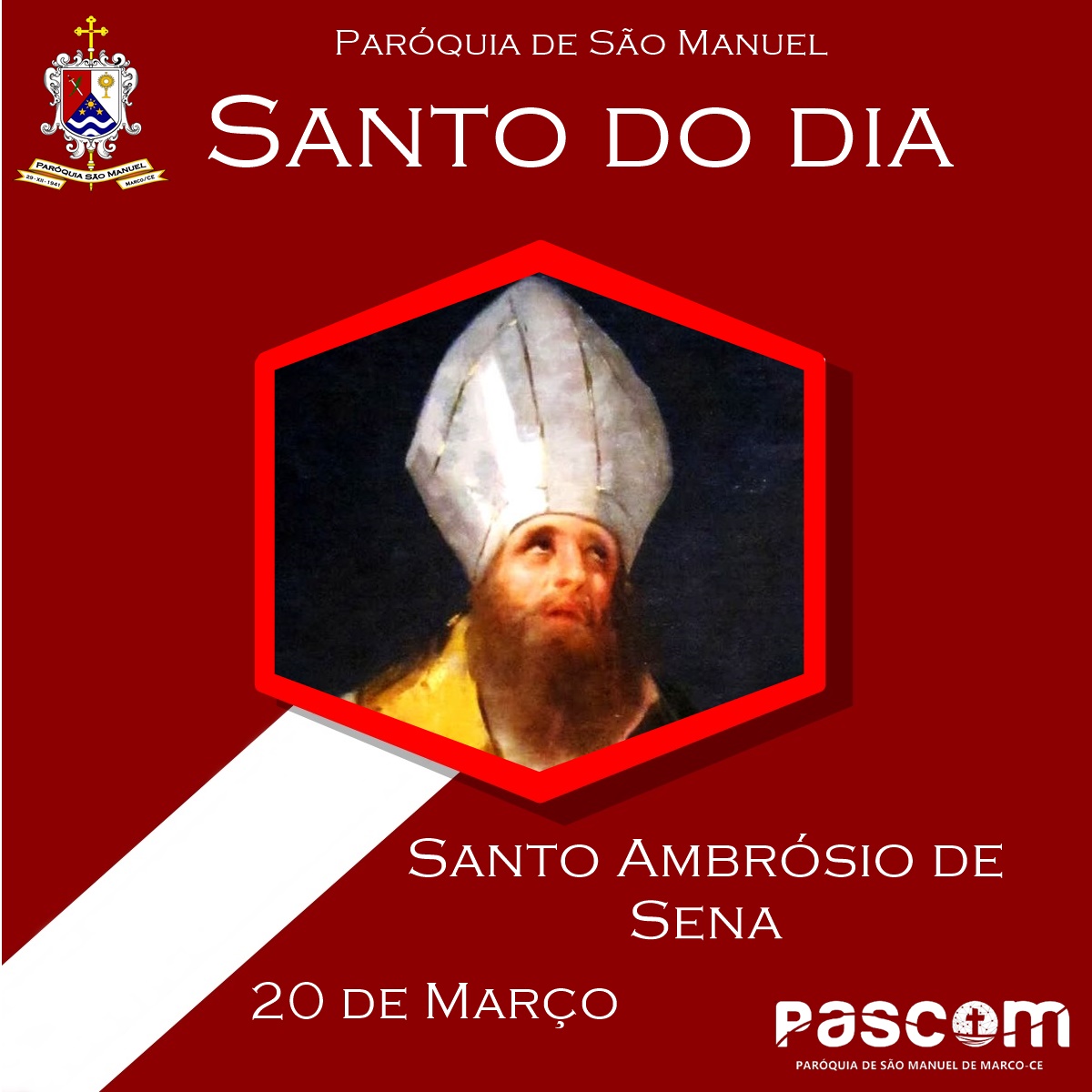 Santo Ambrósio de Sena. Créditos: Paróquia de São Manuel