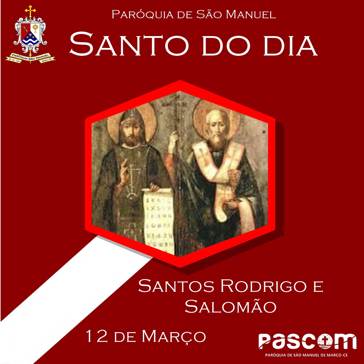 Santos Rodrigo e Salomão. Créditos: Paróquia de São Manuel