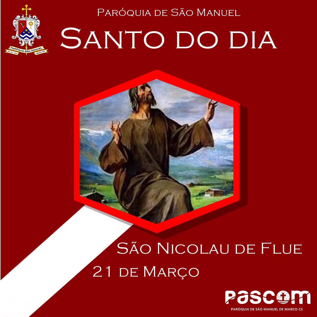 São Nicolau de Flue. Créditos: Paróquia de São Manuel