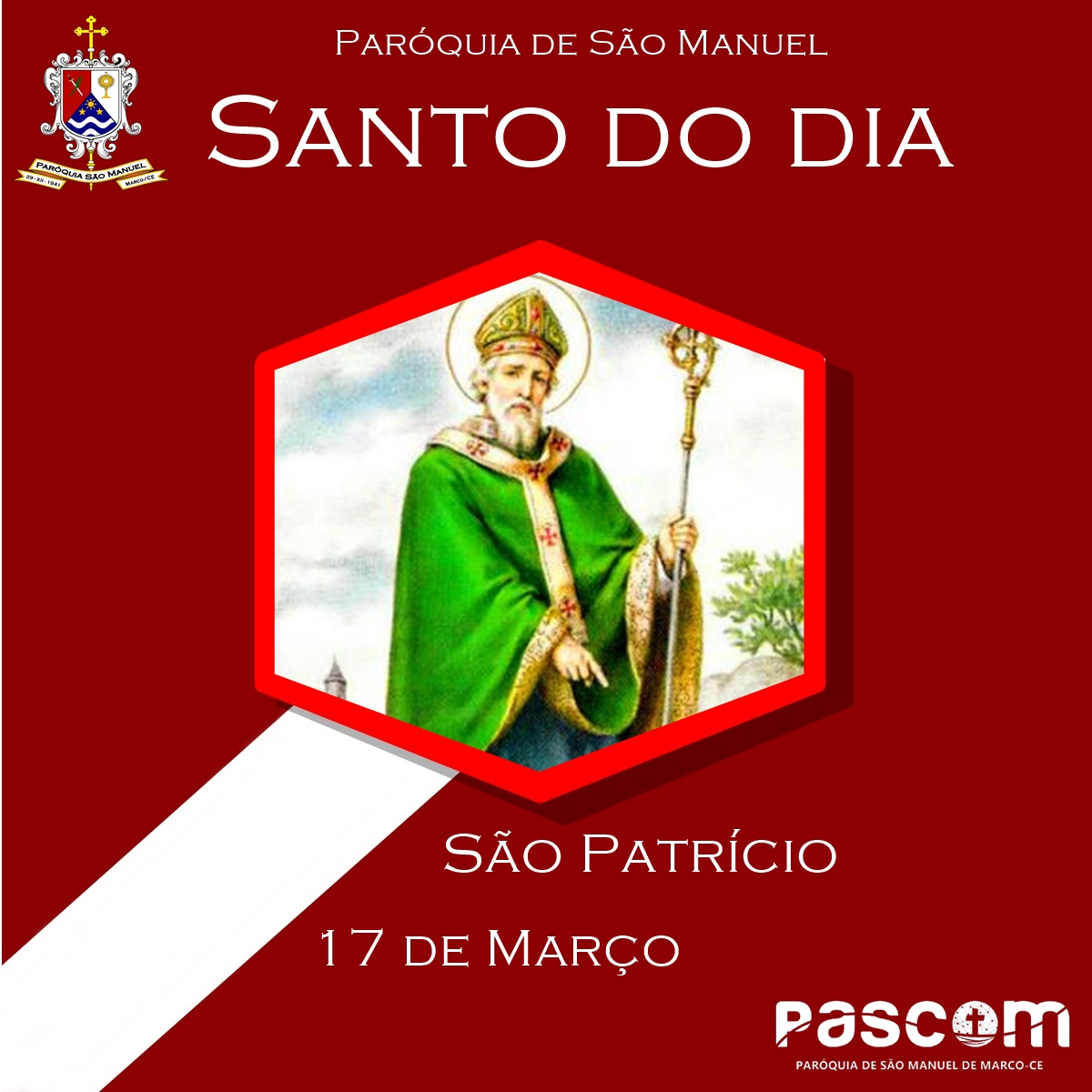 São Patrício. Créditos: Paróquia de São Manuel