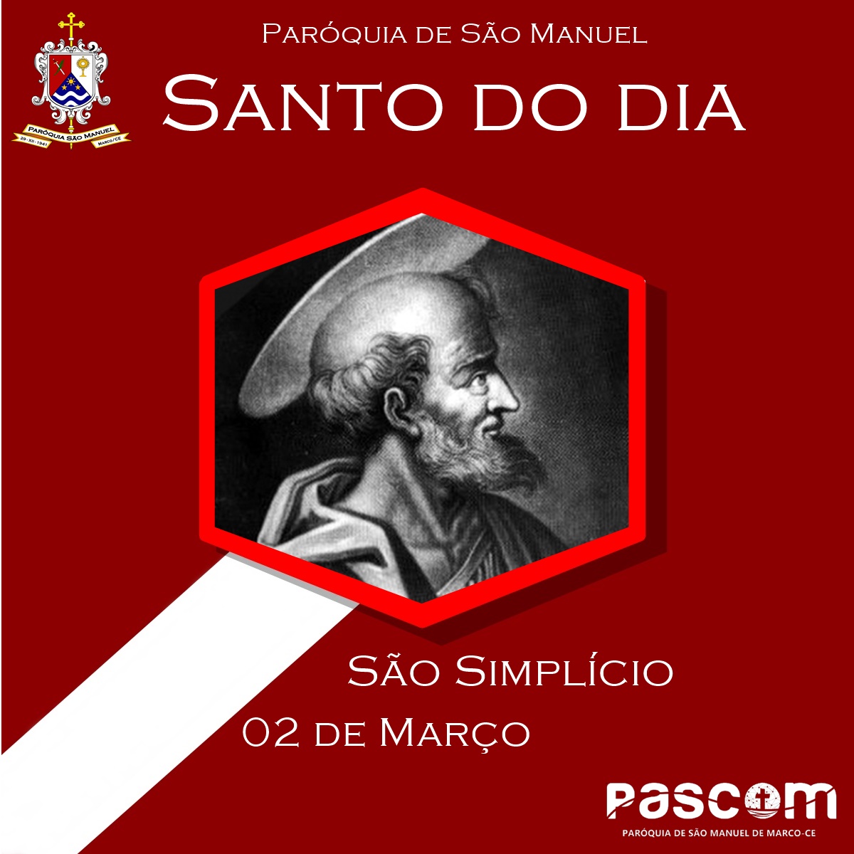 São Simplício. Créditos: Paróquia de São Manuel