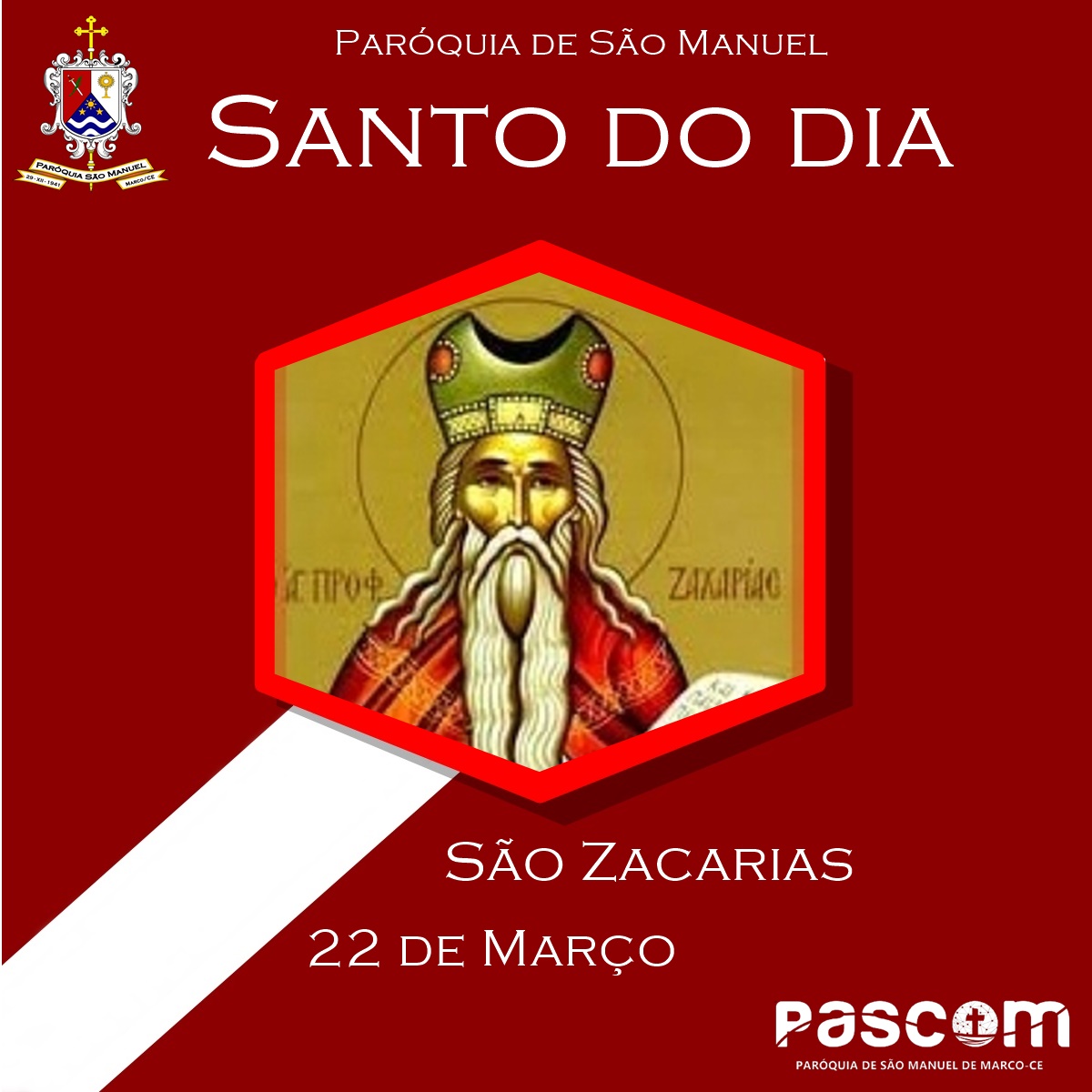 São Zacarias. Créditos: Paróquia de São Manuel