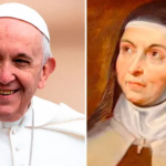 Papa Francisco e retrato de Santa Teresa D’Ávila. Foto: ACI Prensa