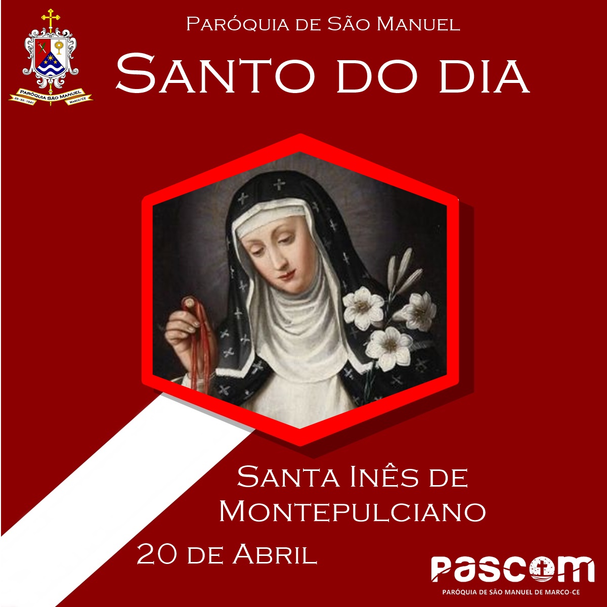 Santa Inês de Montepulciano. Créditos: Paróquia de São Manuel