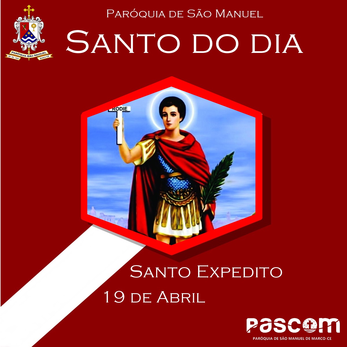 Santo Expedito. Créditos: Paróquia de São Manuel