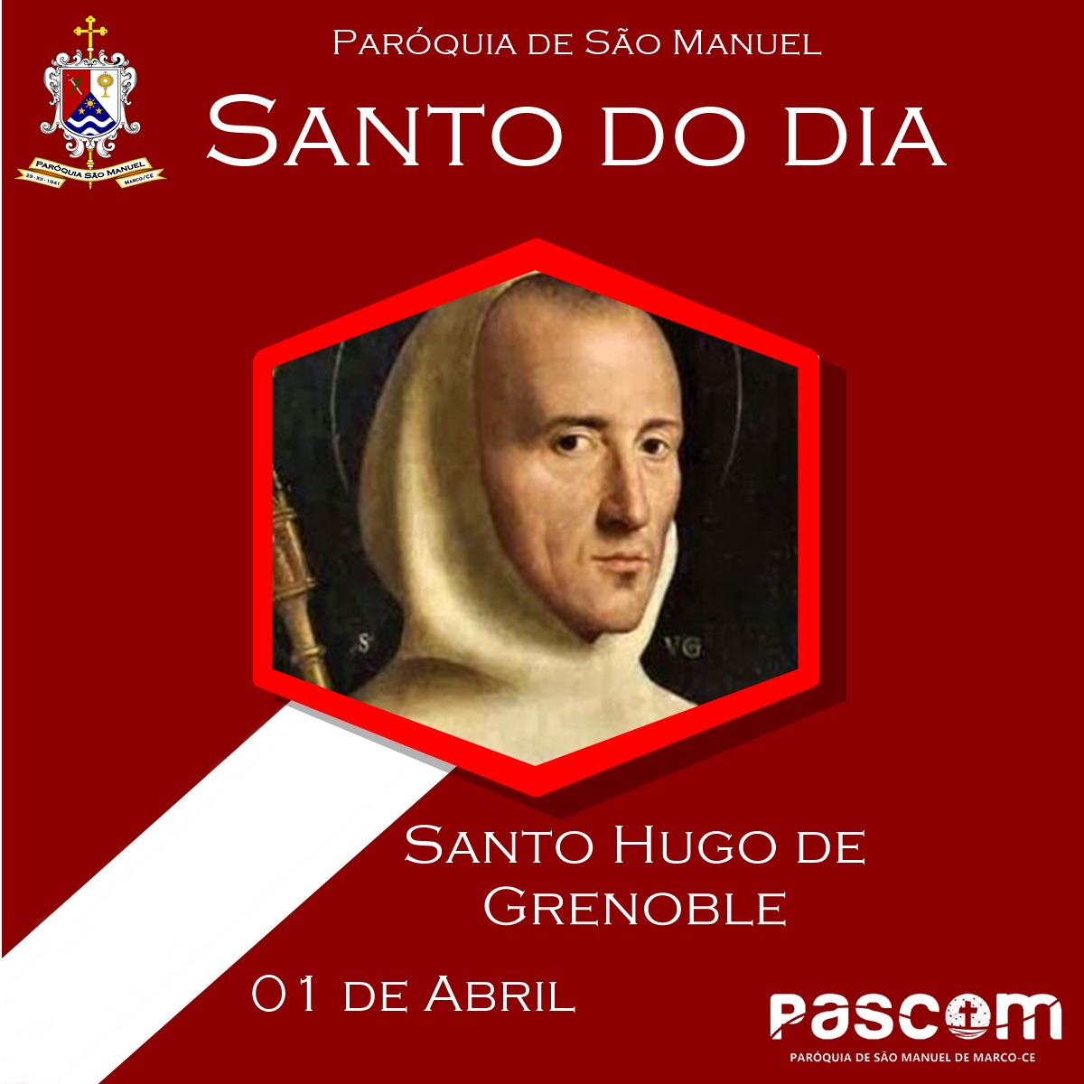 Santo Hugo de Grenoble. Créditos: Paróquia de São Manuel