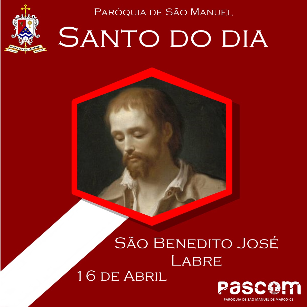 São Benedito José Labre. Créditos: Paróquia de São Manuel