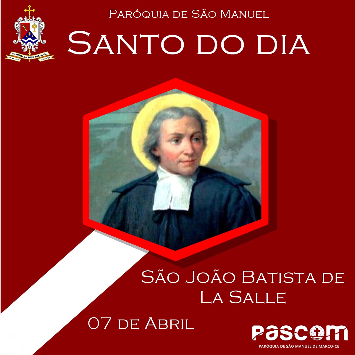 São João Batista de La Salle. Créditos: Paróquia de São Manuel