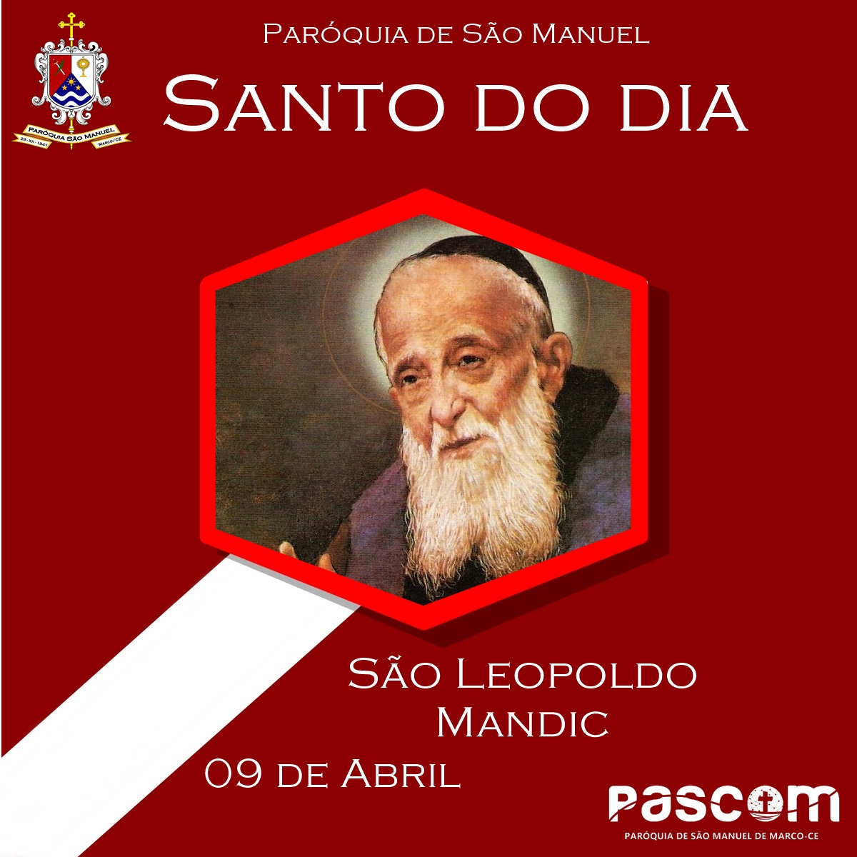 São Leopoldo Mandic. Créditos: Paróquia de São Manuel