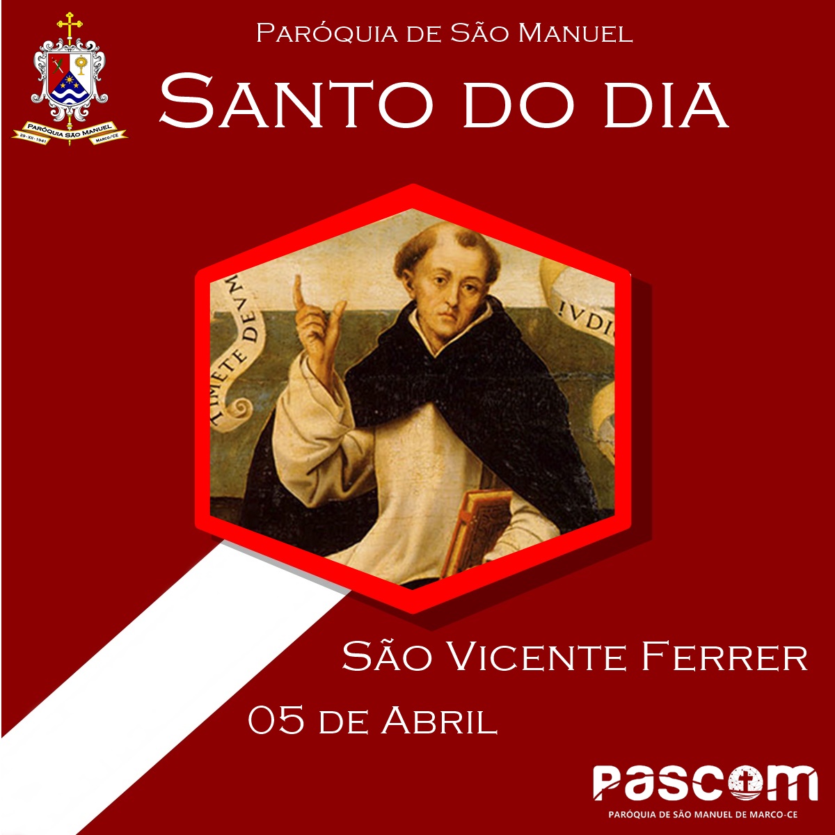 São Vicente Ferrer. Créditos: Paróquia de São Manuel