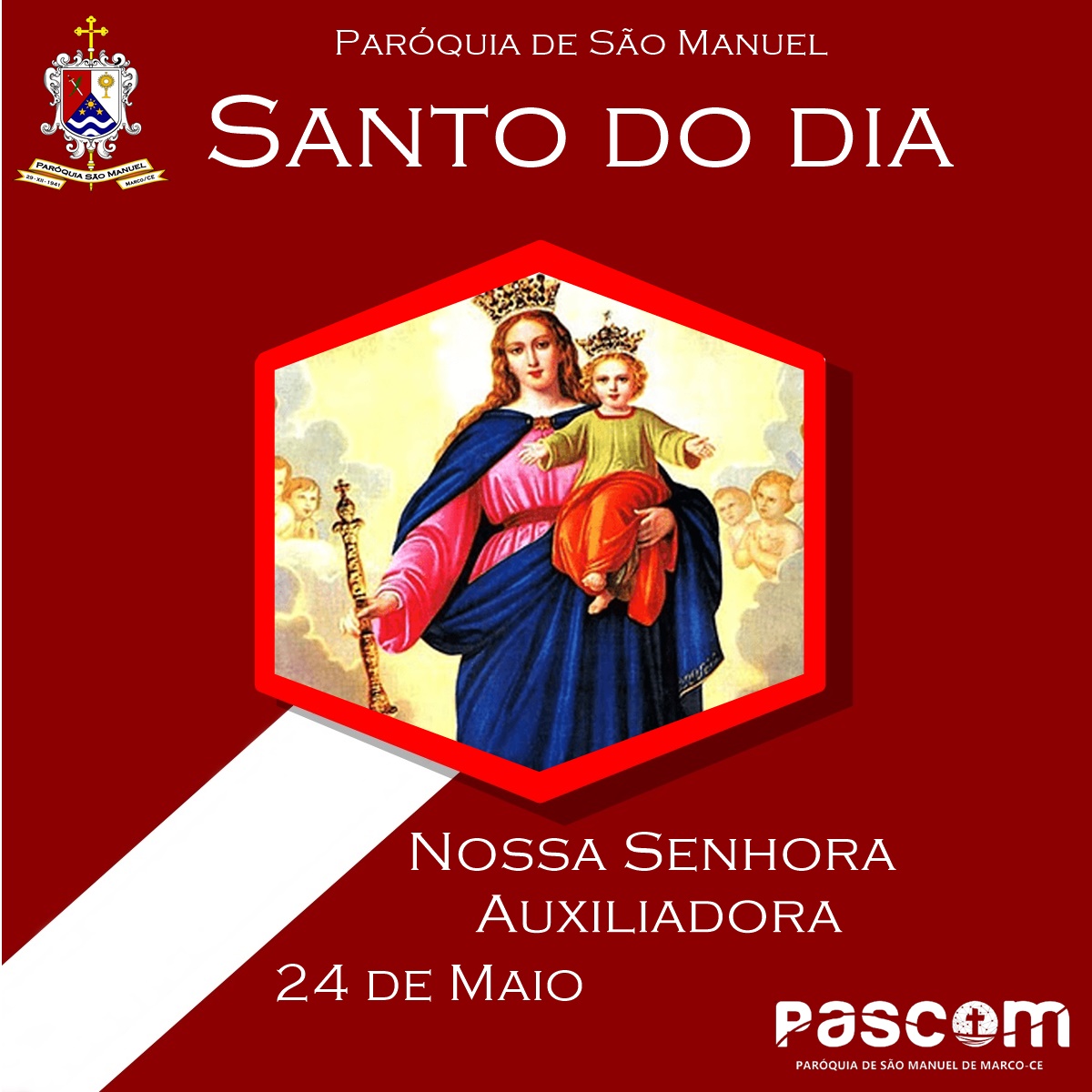 Nossa Senhora Auxiliadora. Créditos: Paróquia de São Manuel