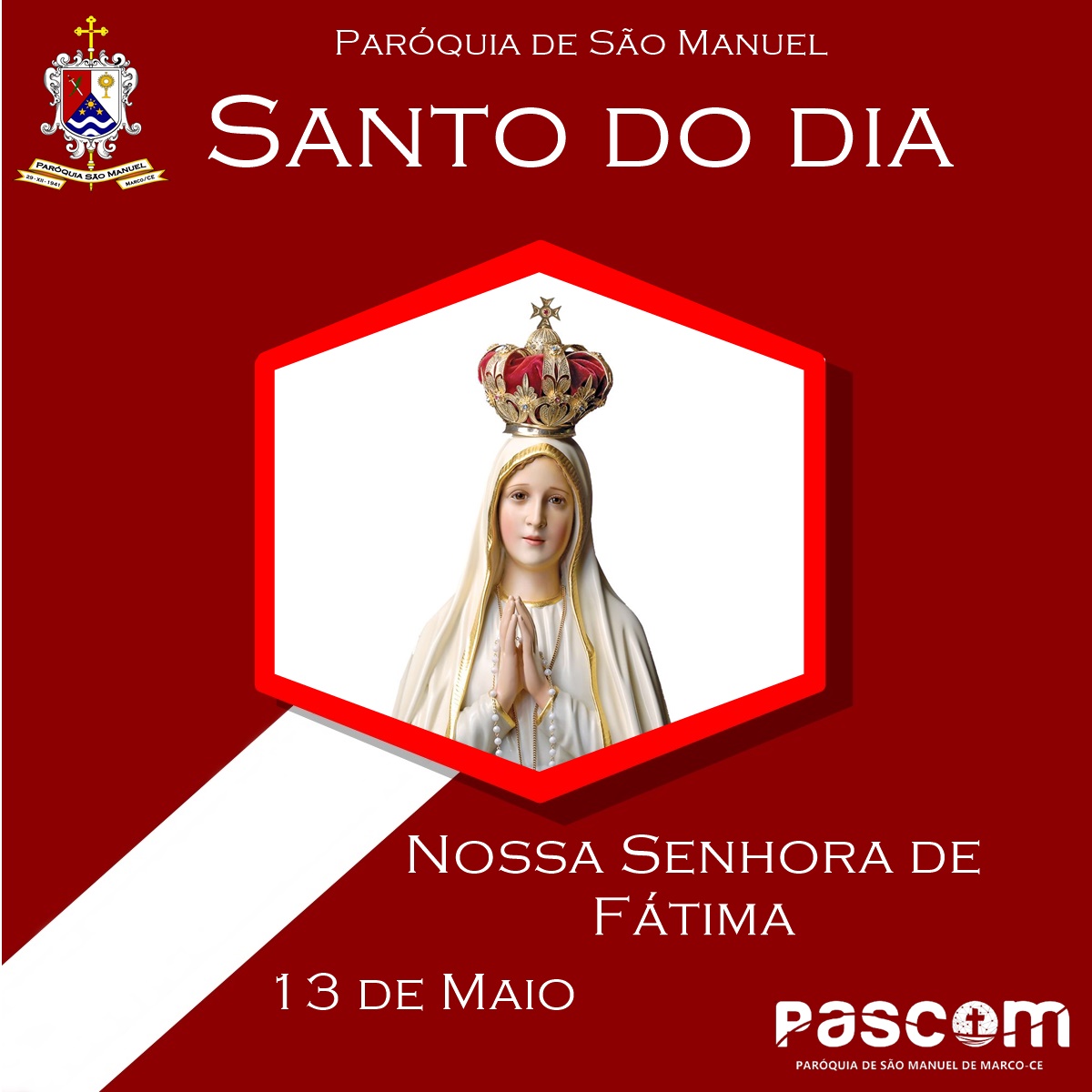 Nossa Senhora de Fátima. Créditos: Paróquia de São Manuel