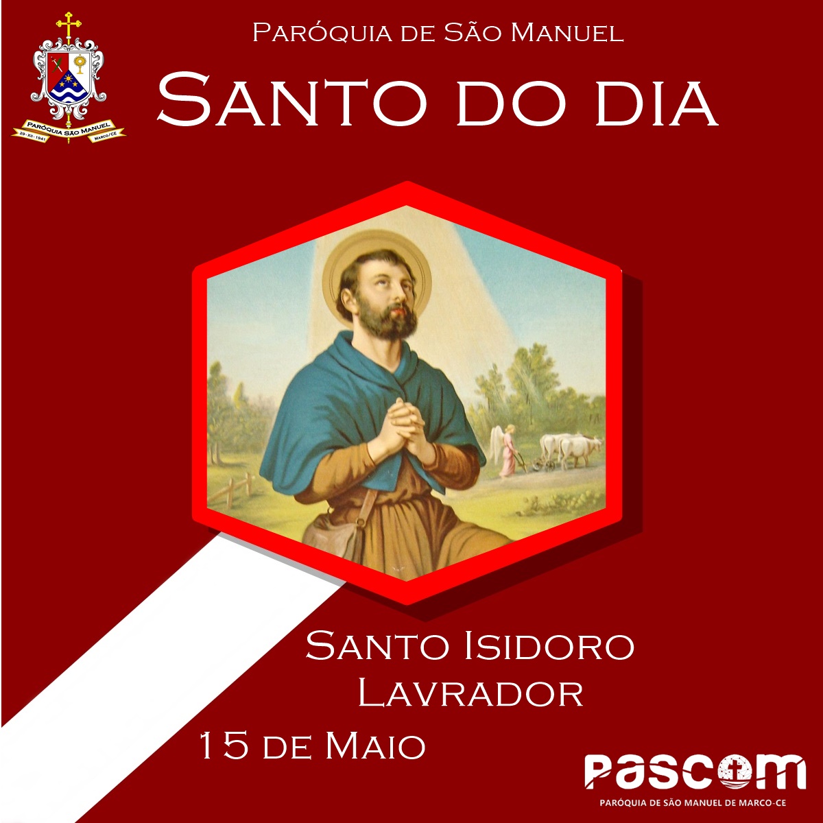 Santo Isidoro Lavrador. Créditos: Paróquia de São Manuel