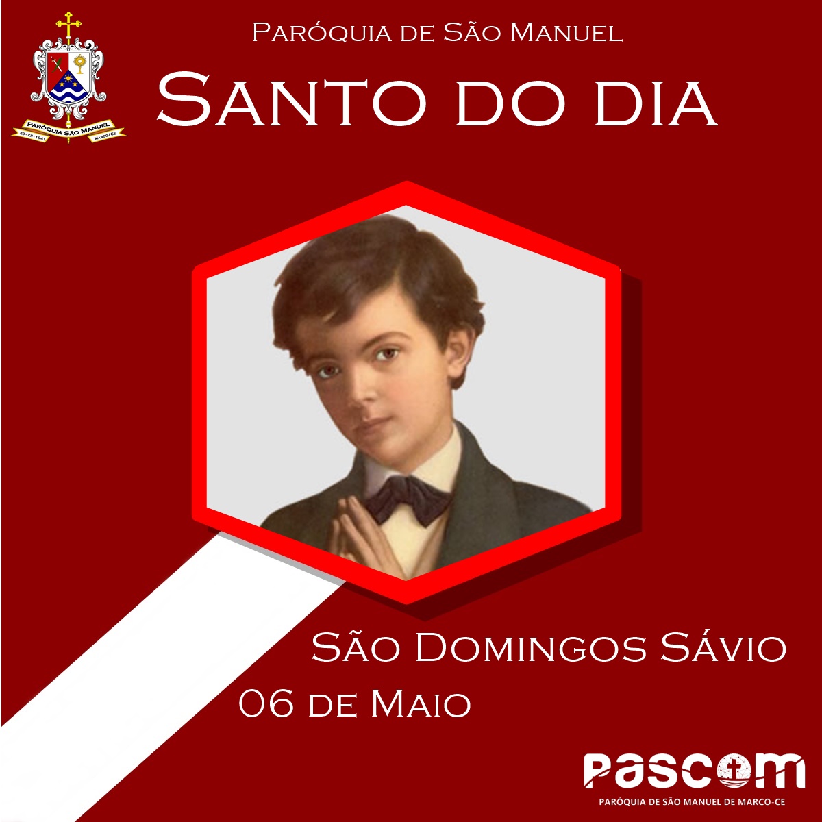 São Domingos Sávio. Créditos: Paróquia de São Manuel