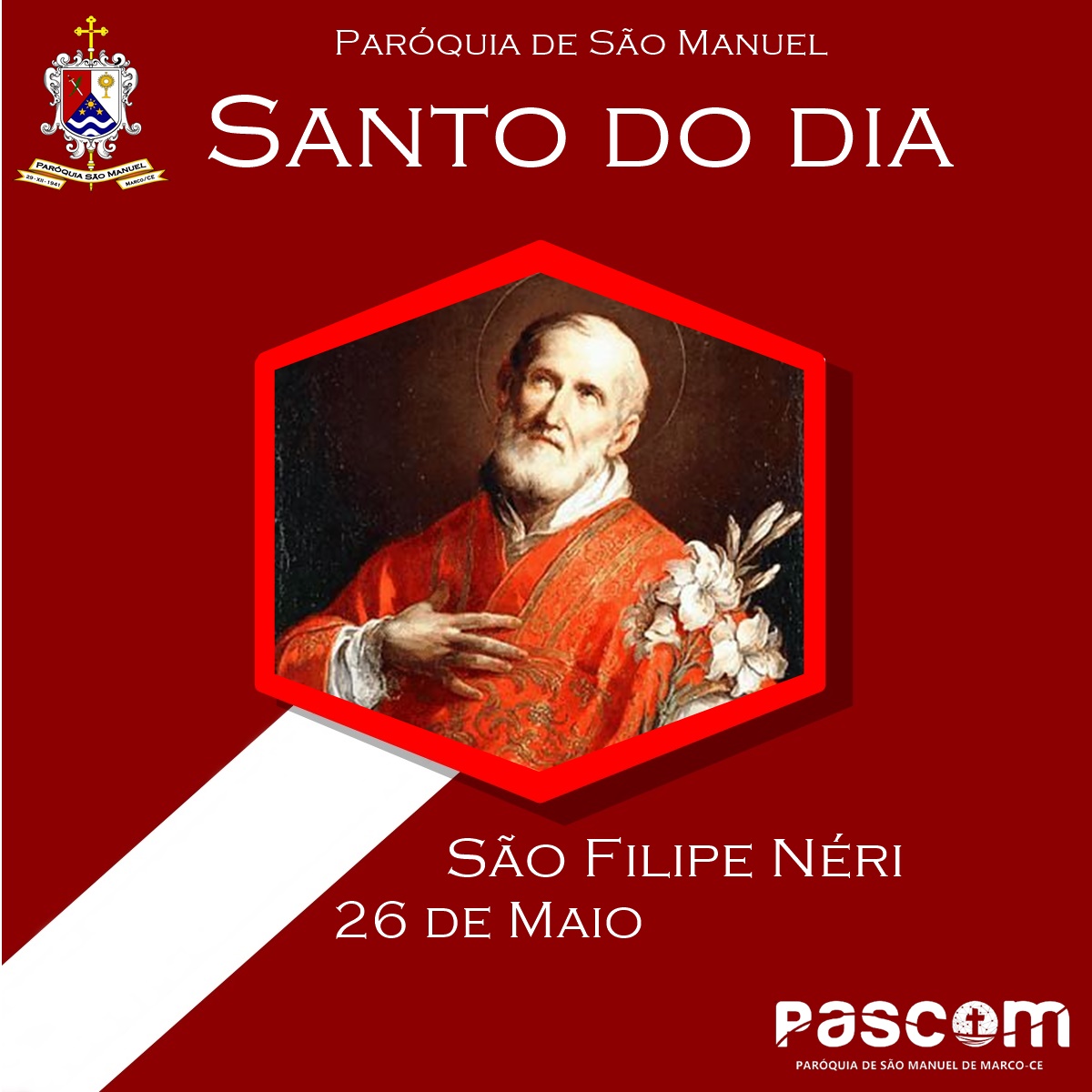 São Filipe Néri. Créditos: Paróquia de São Manuel