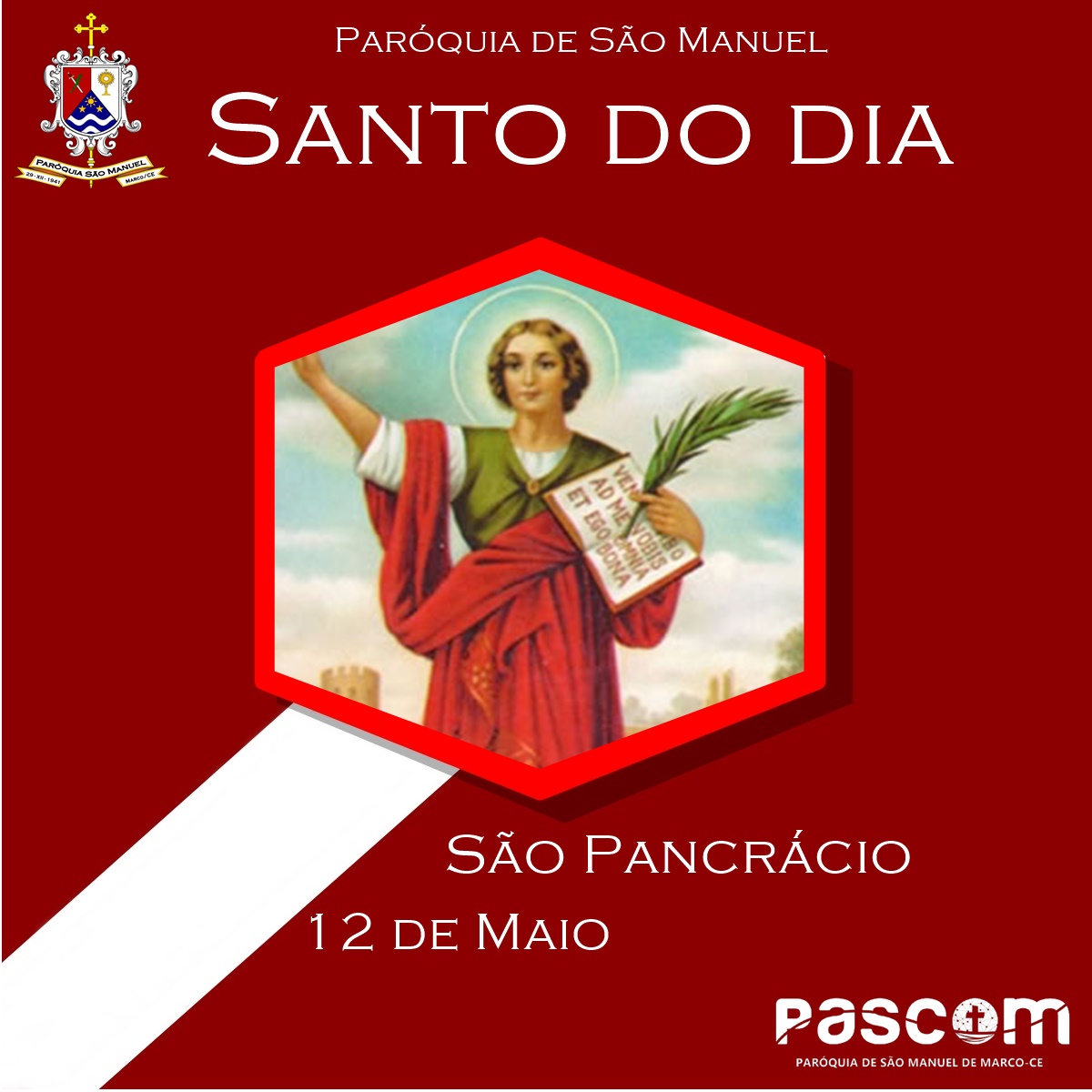 São Pancrácio. Créditos: Paróquia de São Manuel