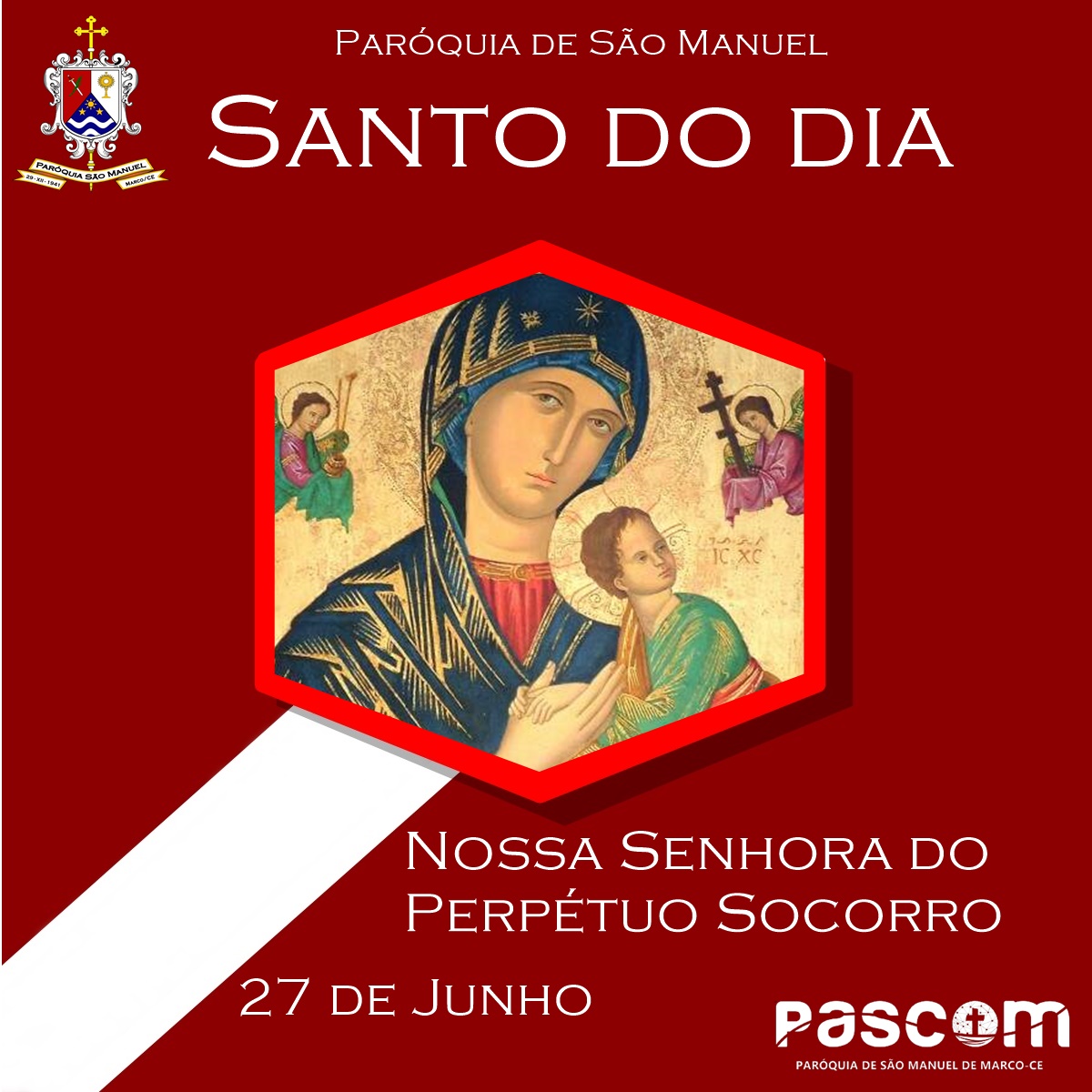 Nossa Senhora do Perpétuo Socorro. Créditos: Paróquia de São Manuel