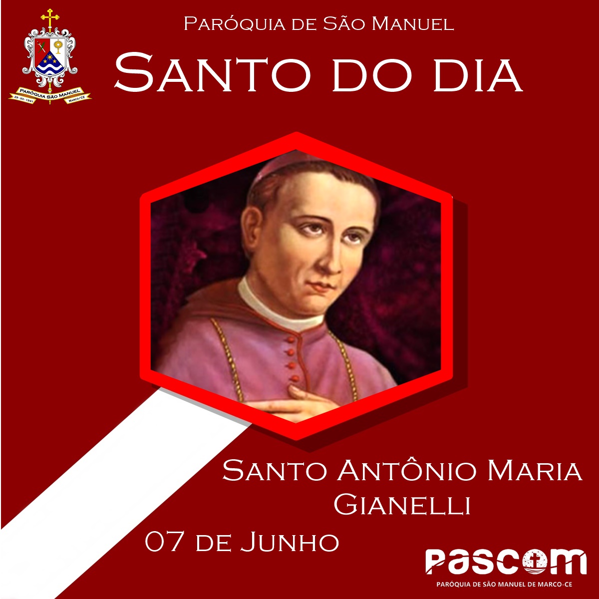 Santo Antônio Maria Gianelli. Créditos: Paróquia de São Manuel