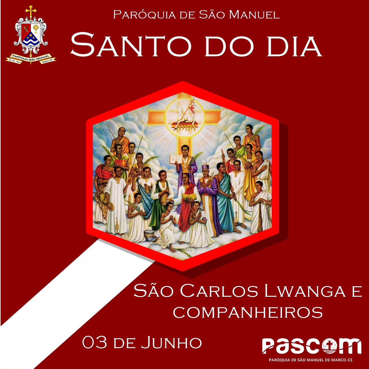 São Carlos Lwanga e companheiros. Créditos: Paróquia de São Manuel