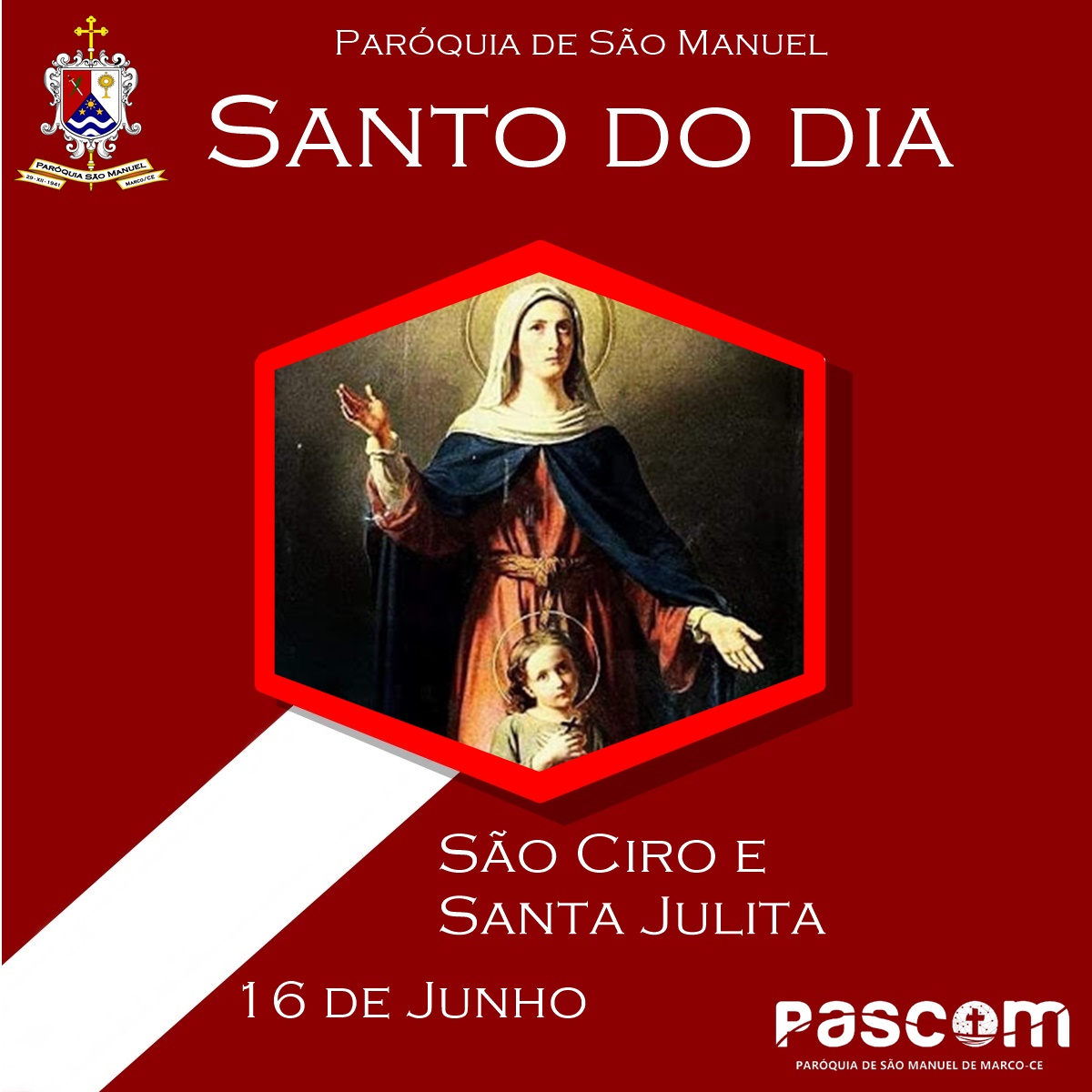 São Ciro e Santa Julita. Créditos: Paróquia de São Manuel