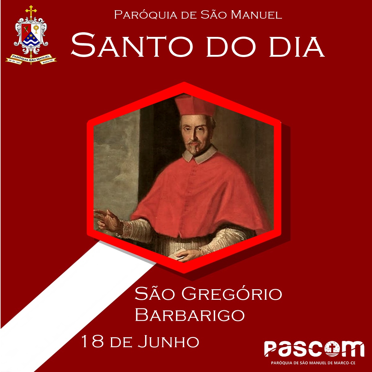 São Gregório Barbarigo. Créditos: Paróquia de São Manuel