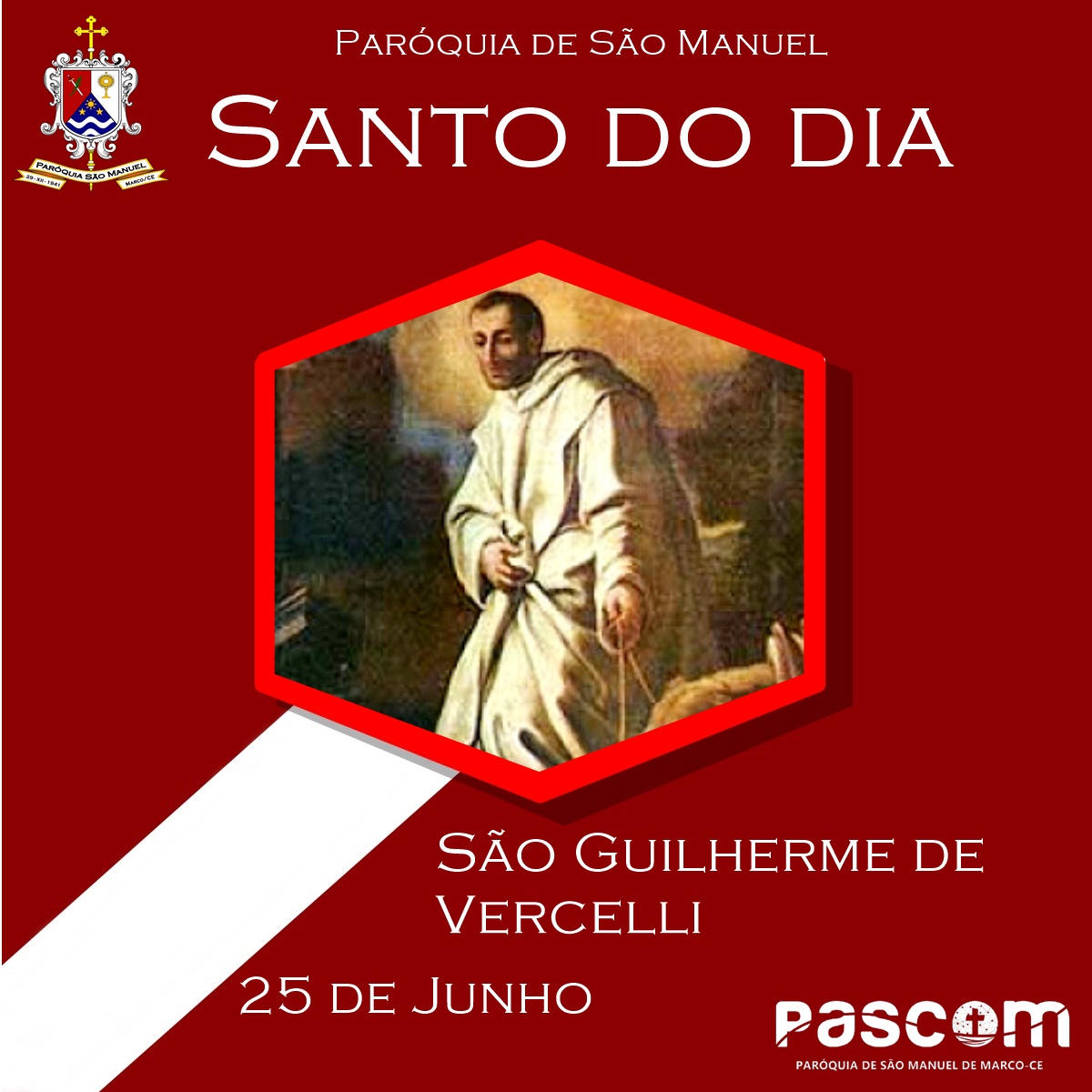 São Guilherme de Vercelli. Créditos: Paróquia de São Manuel