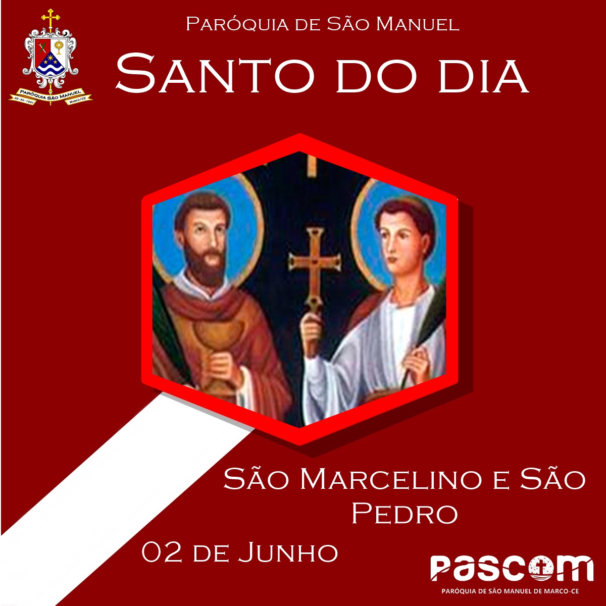 São Marcelino e São Pedro. Créditos: Paróquia de São Manuel