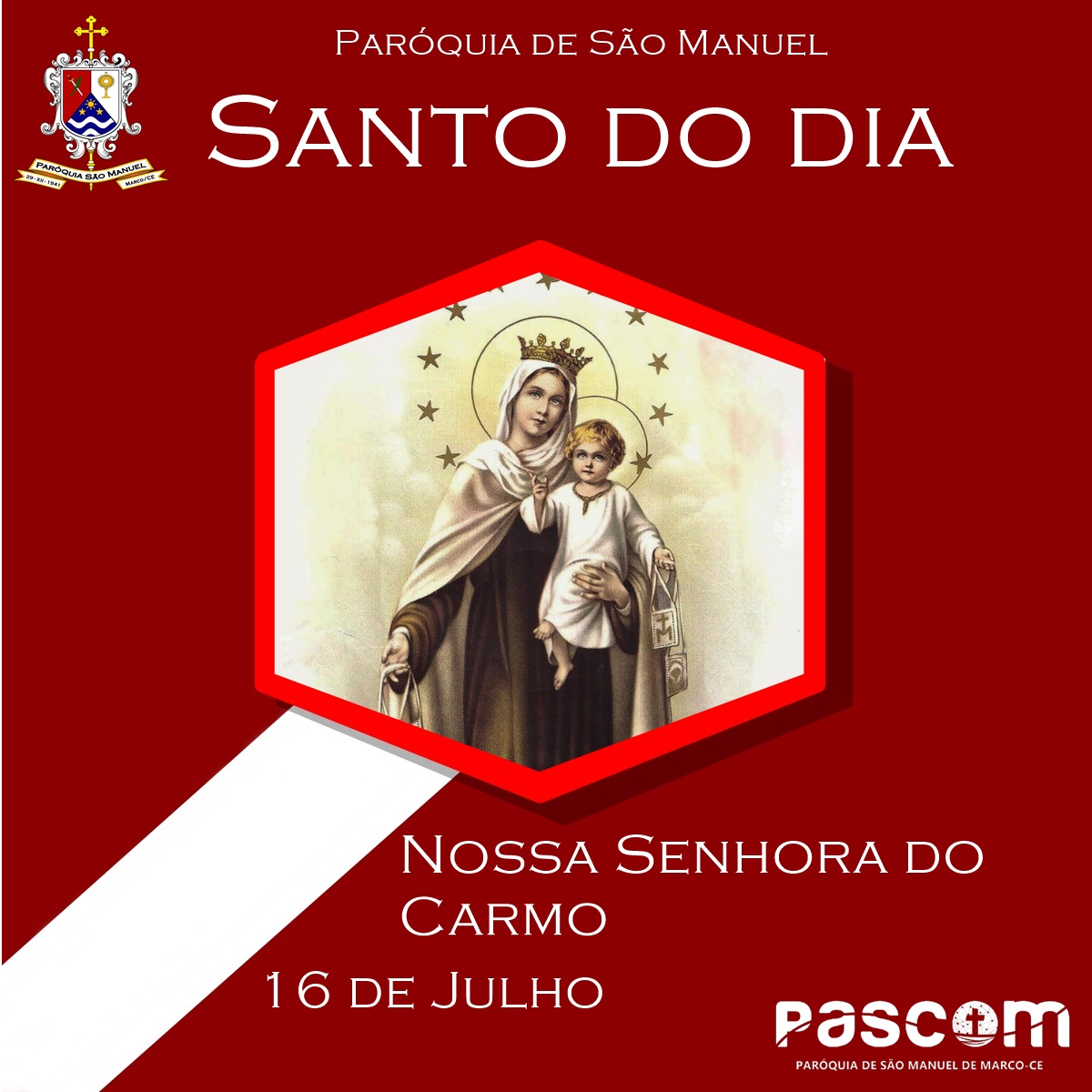 Nossa Senhora do Carmo. Créditos: Paróquia de São Manuel