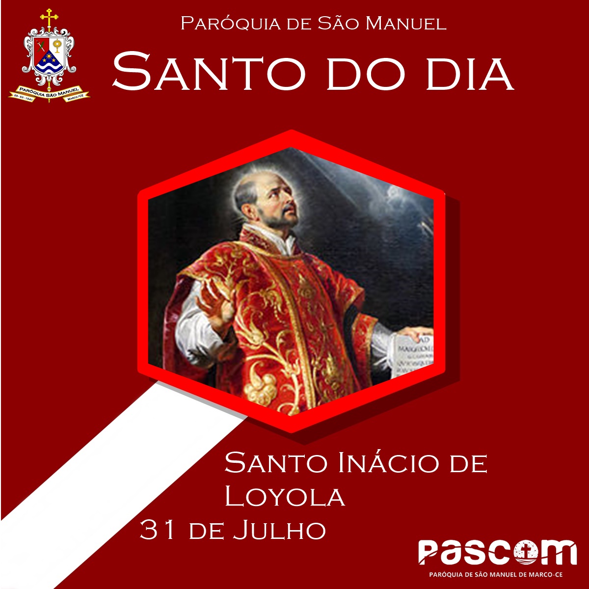 Santo Inácio de Loyola. Créditos: Paróquia de São Manuel