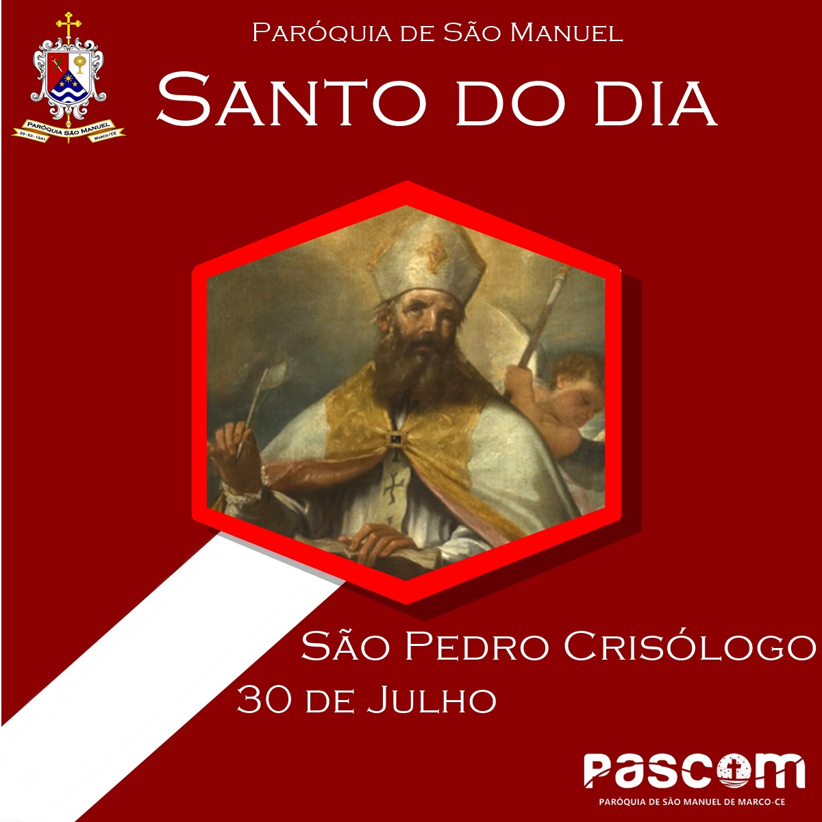 São Pedro Crisólogo. Créditos: Paróquia de São Manuel