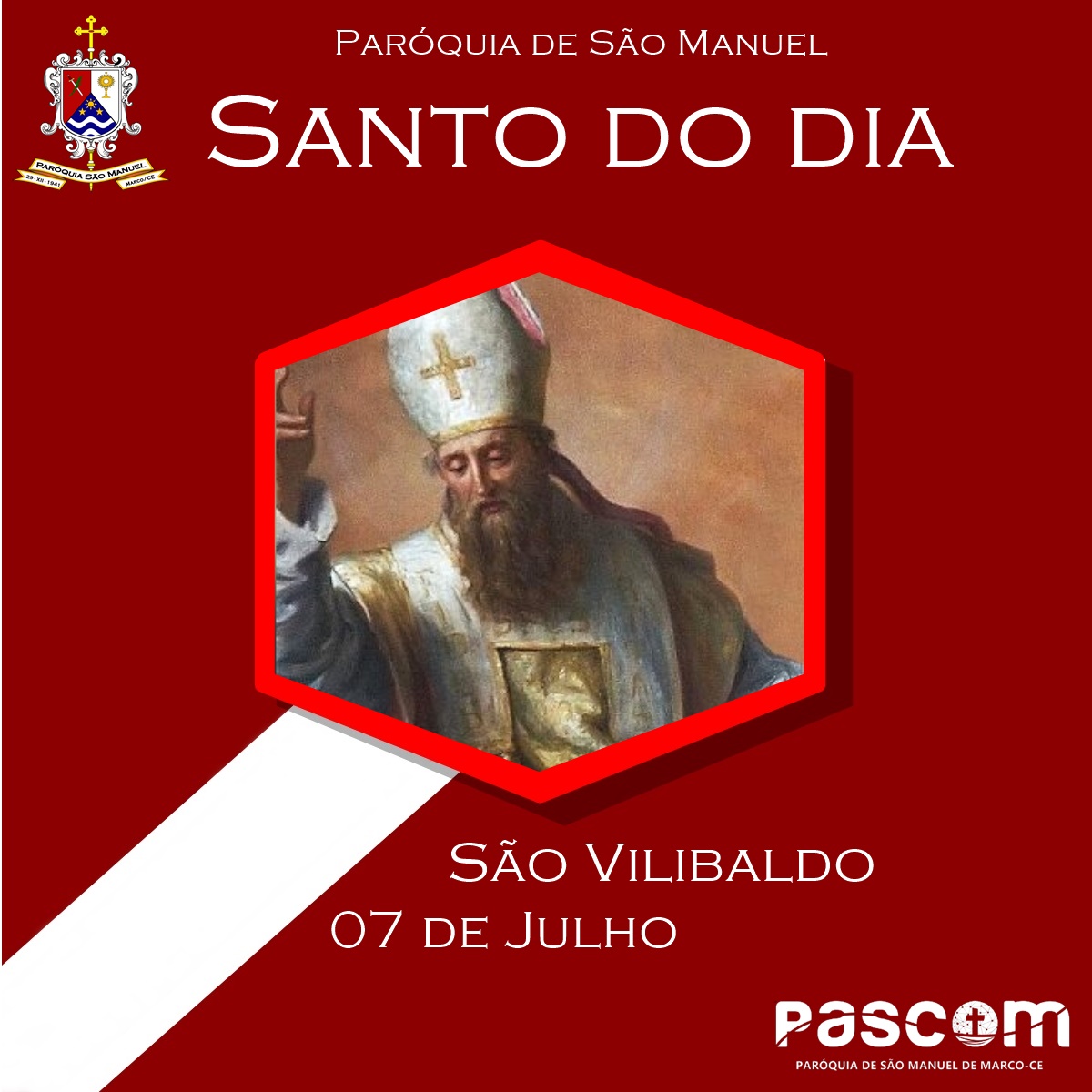 São Vilibaldo. Créditos: Paróquia de São Manuel