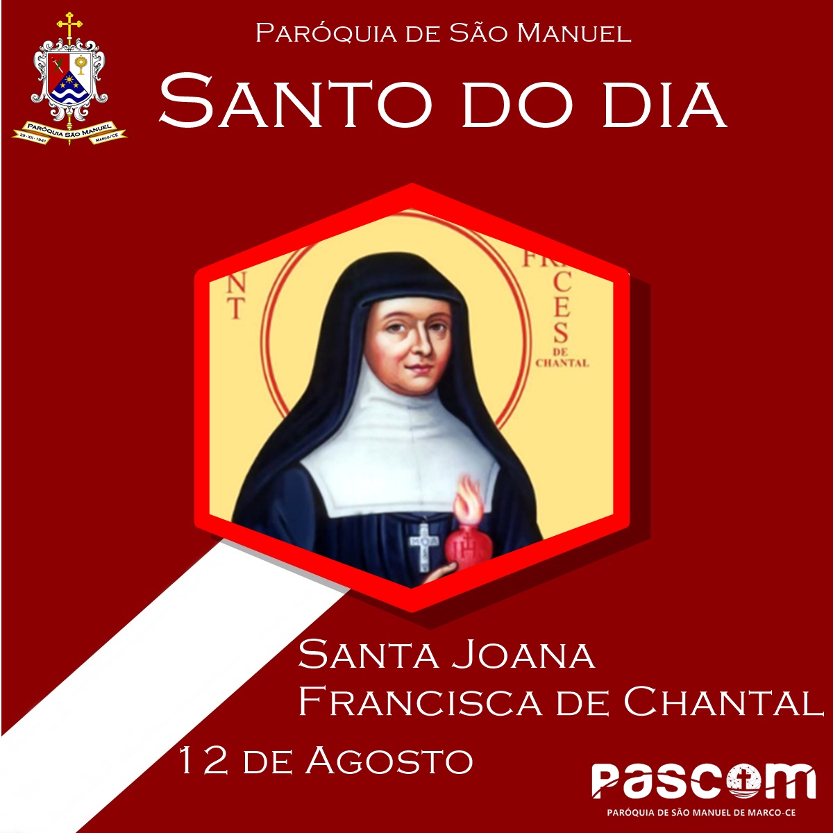 Santa Joana Francisca de Chantal. Créditos: Paróquia de São Manuel