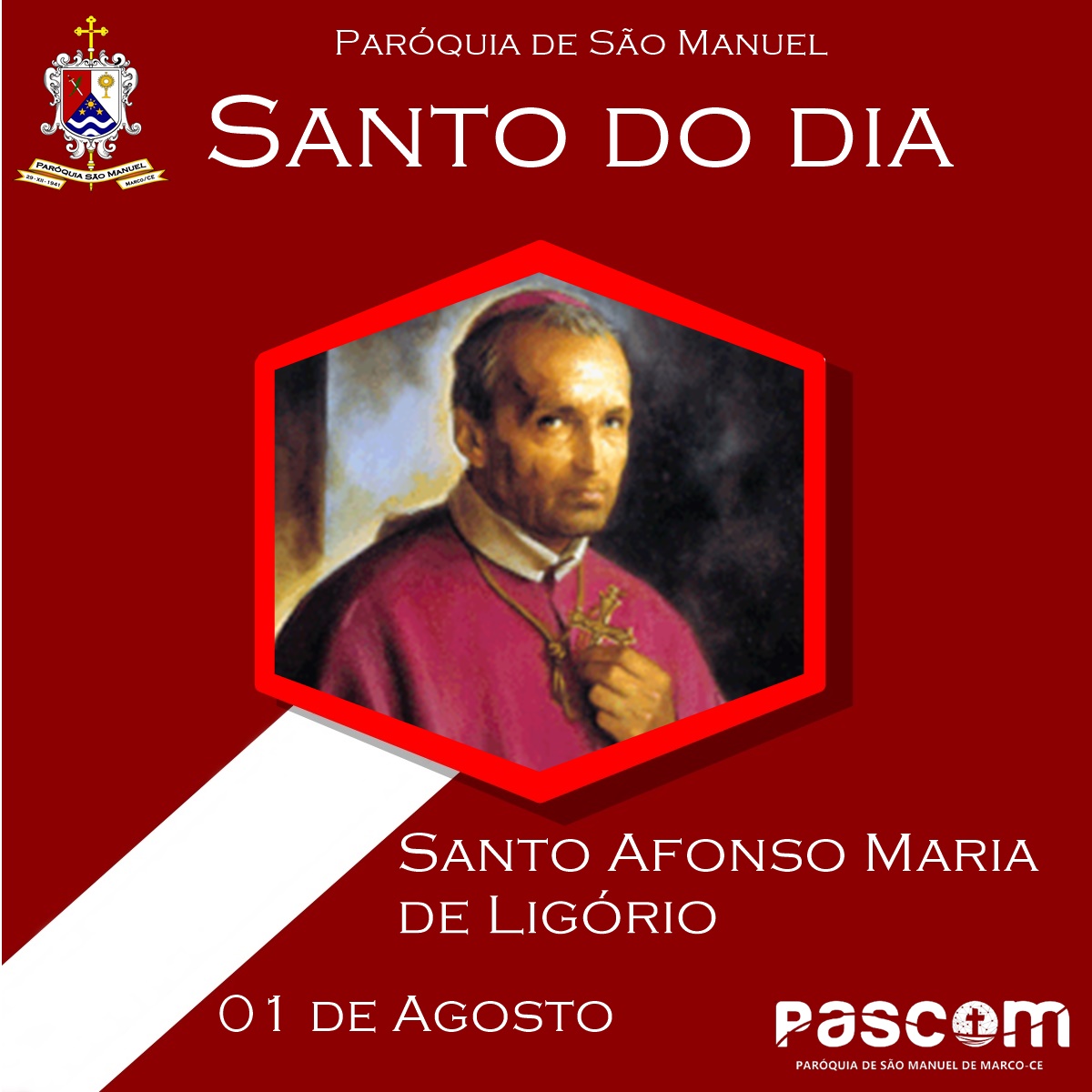 Santo Afonso Maria de Ligório. Créditos: Paróquia de São Manuel