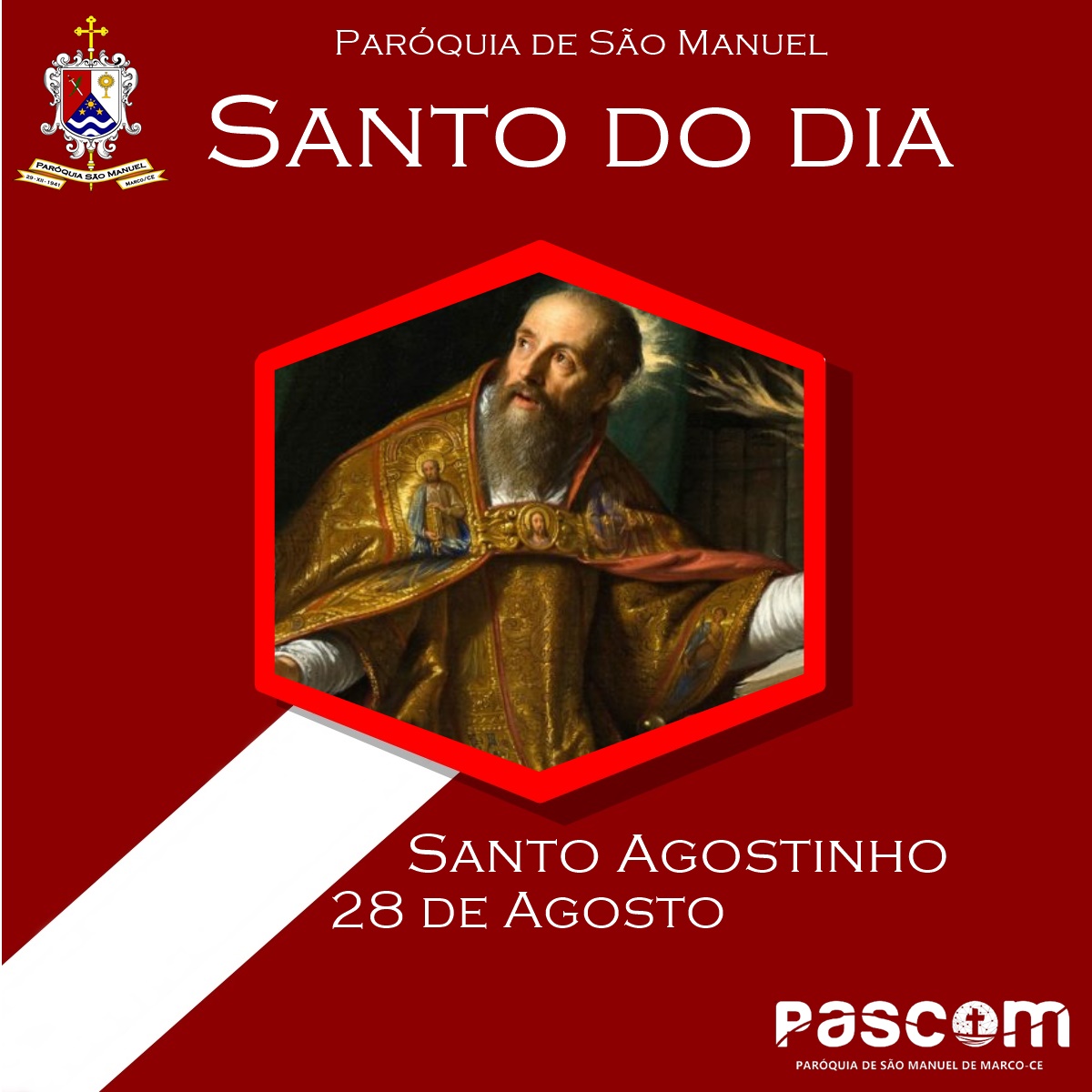 Santo Agostinho. Créditos: Paróquia de São Manuel