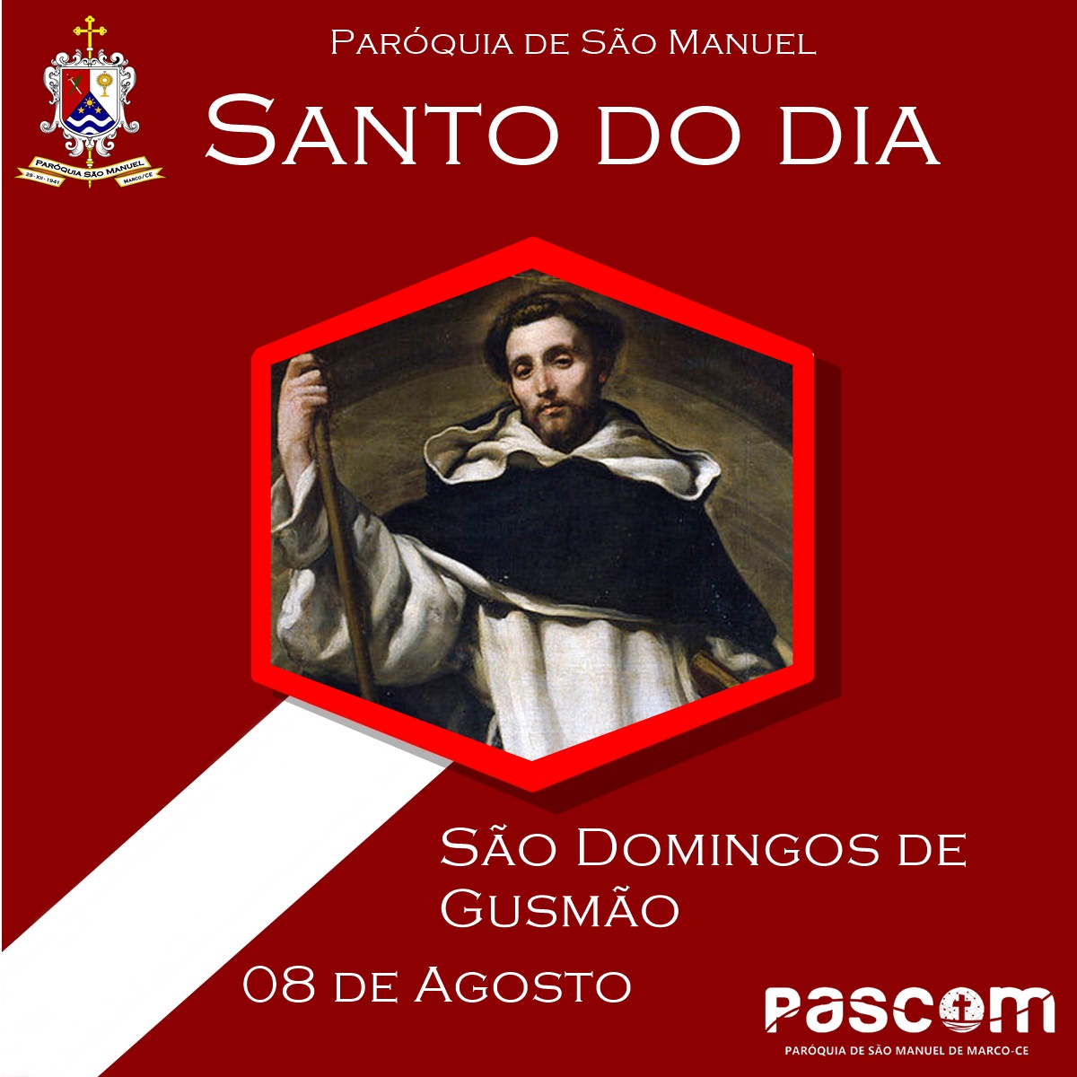 São Domingos de Gusmão. Créditos: Paróquia de São Manuel