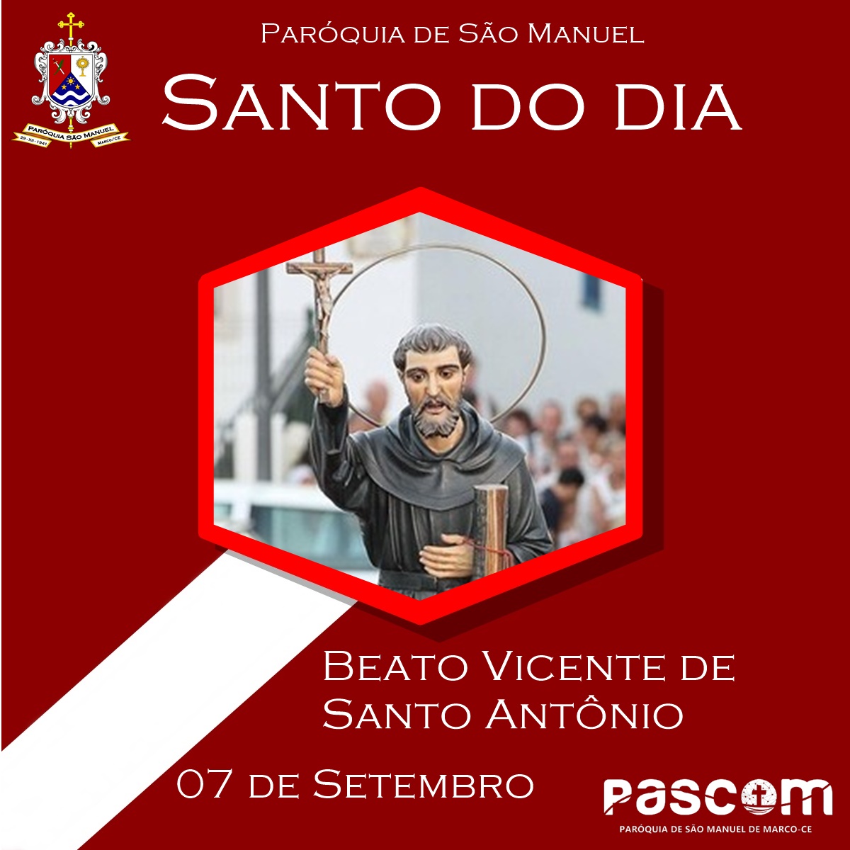 Beato Vicente de Santo Antônio. Créditos: Paróquia de São Manuel