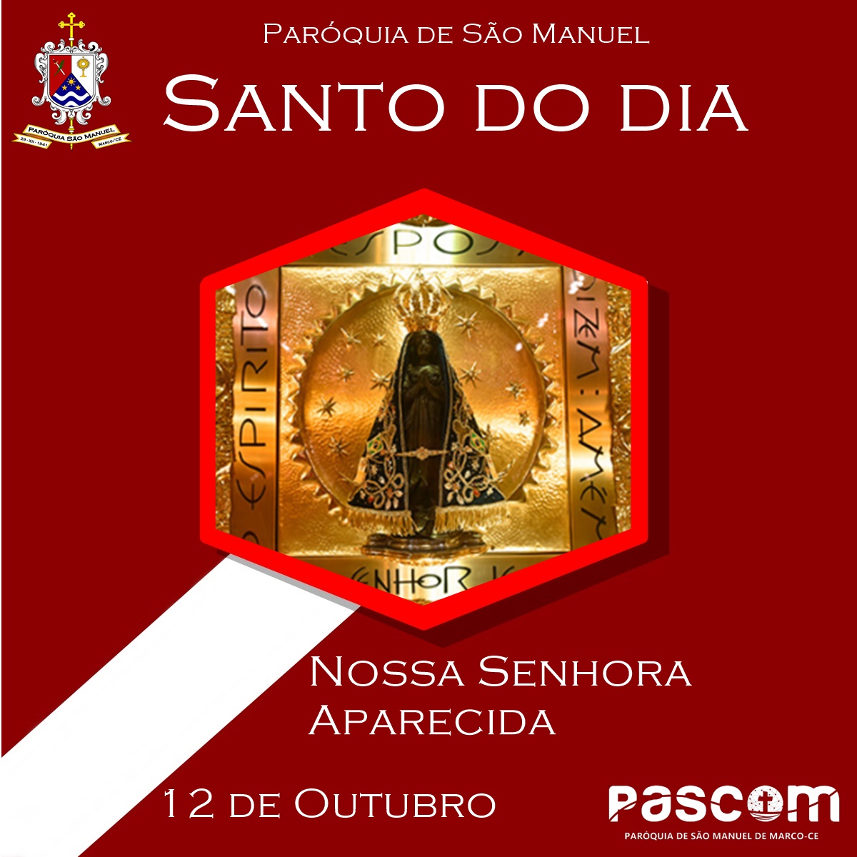 Nossa Senhora da Conceição Aparecida. Créditos: Paróquia de São Manuel