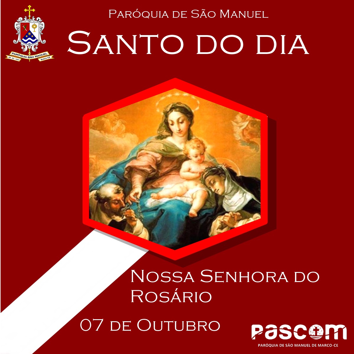 Nossa Senhora do Rosário. Créditos: Paróquia de São Manuel