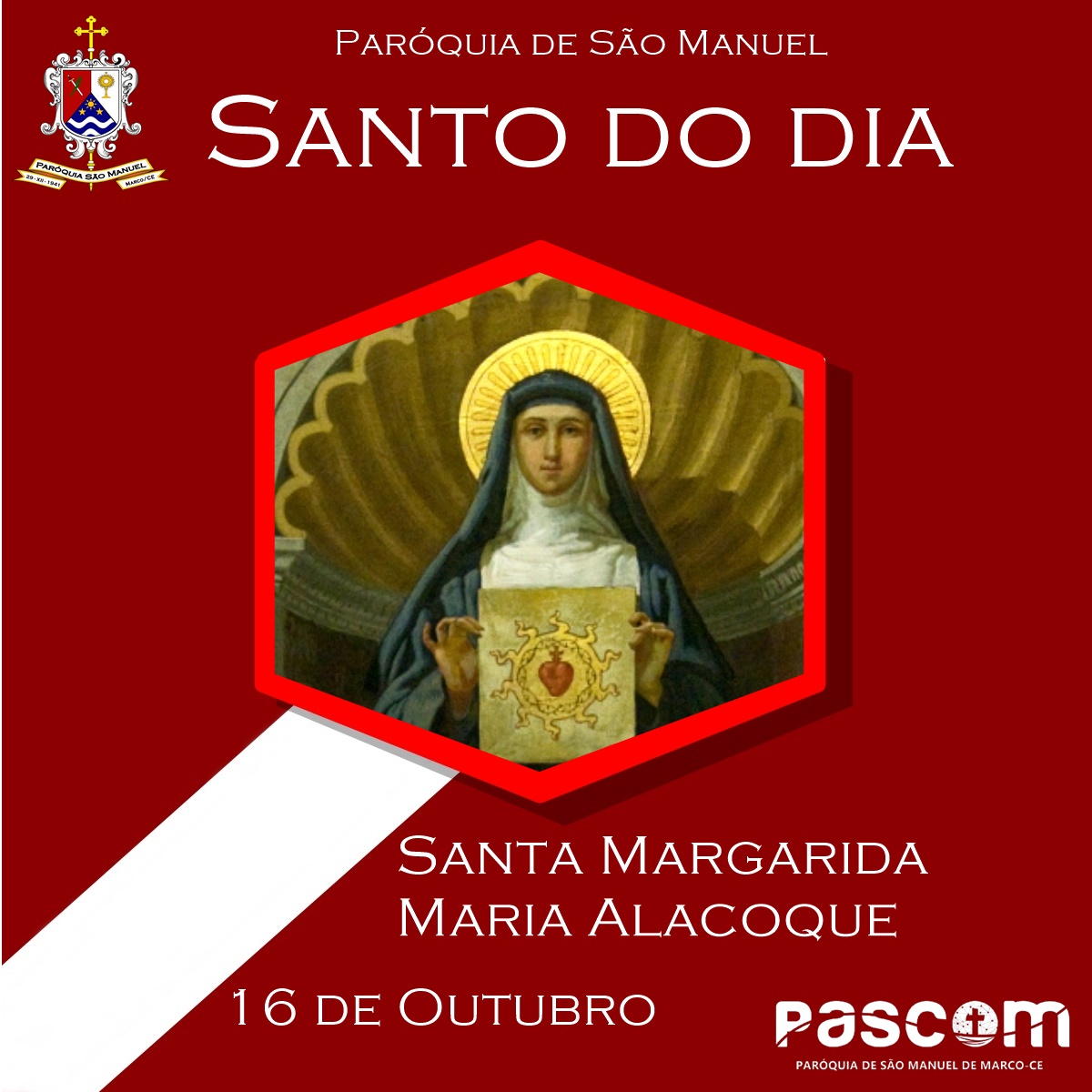 Santa Margarida Maria Alacoque. Créditos: Paróquia de São Manuel