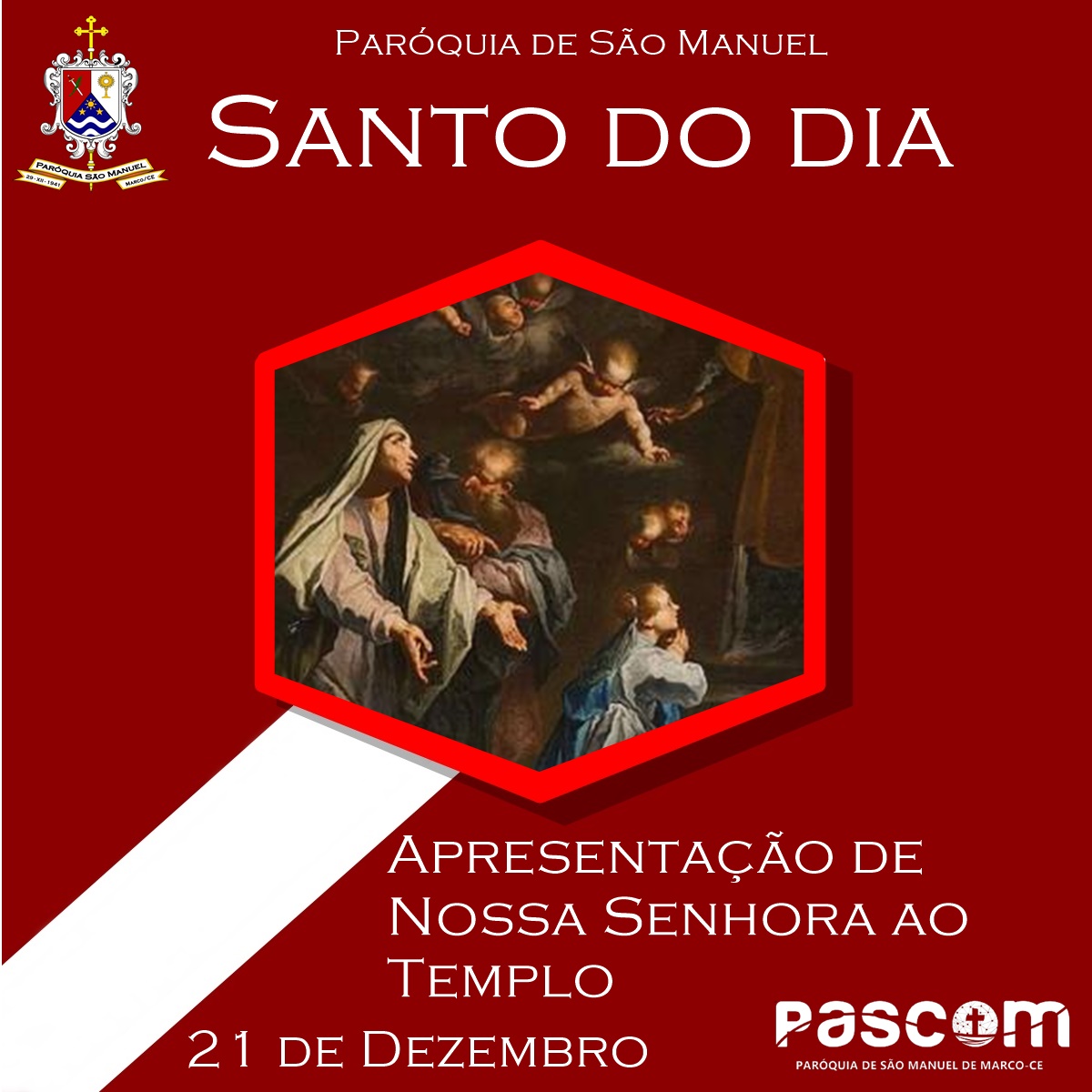 Apresentação de Nossa Senhora ao Templo. Créditos: Paróquia de São Manuel