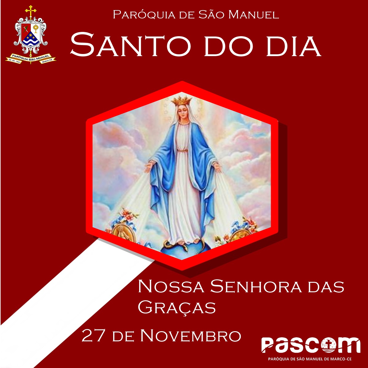 Nossa Senhora das Graças. Créditos: Paróquia de São Manuel