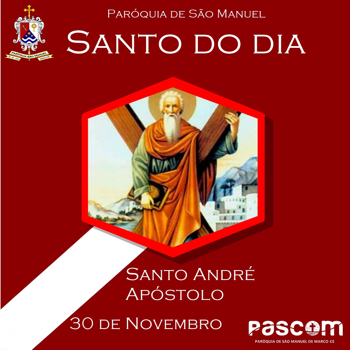 Santo André Apóstolo. Créditos: Paróquia de São Manuel